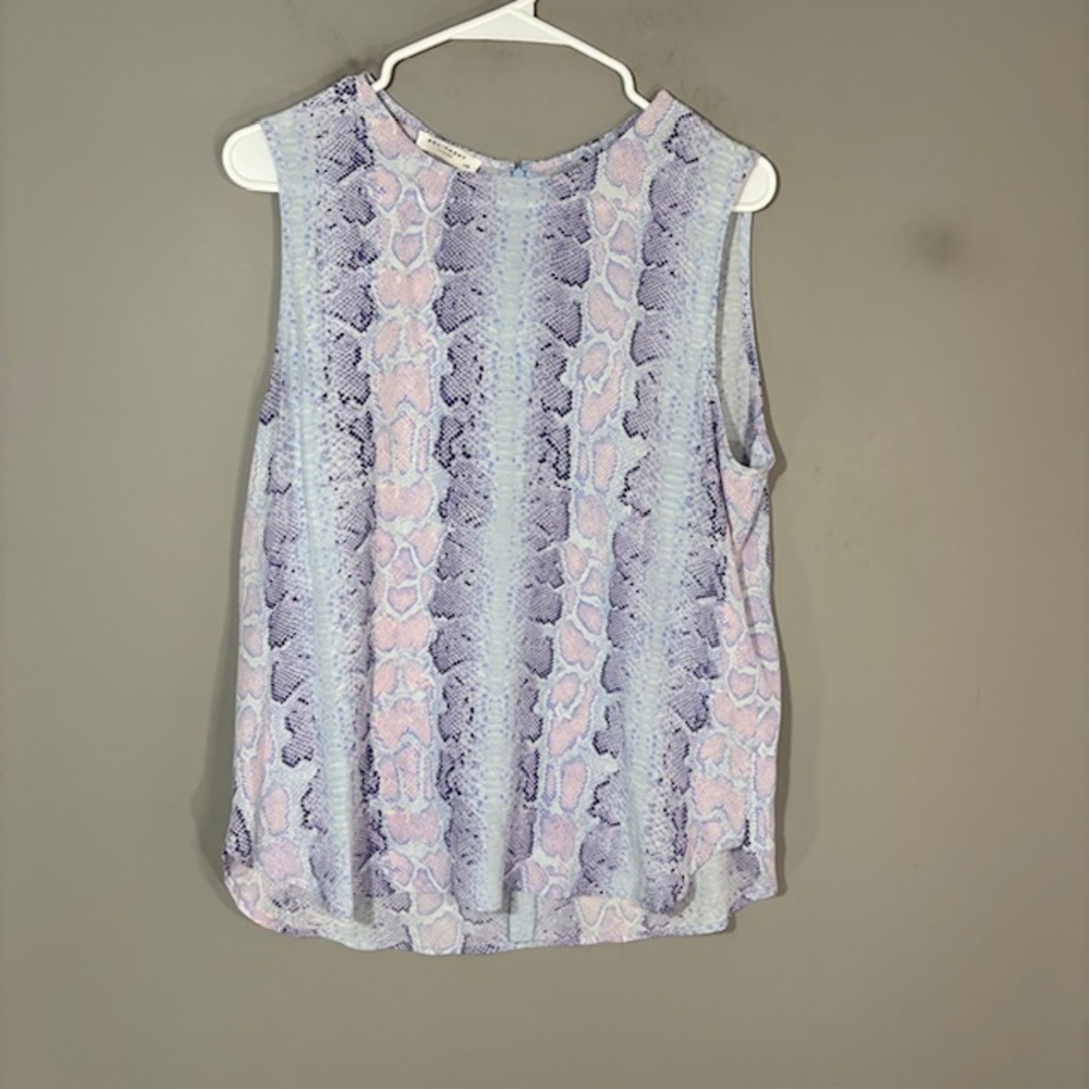 Equipment Tank Womens Large Multicolor Snake Print Silk Sleeveless Shell Top